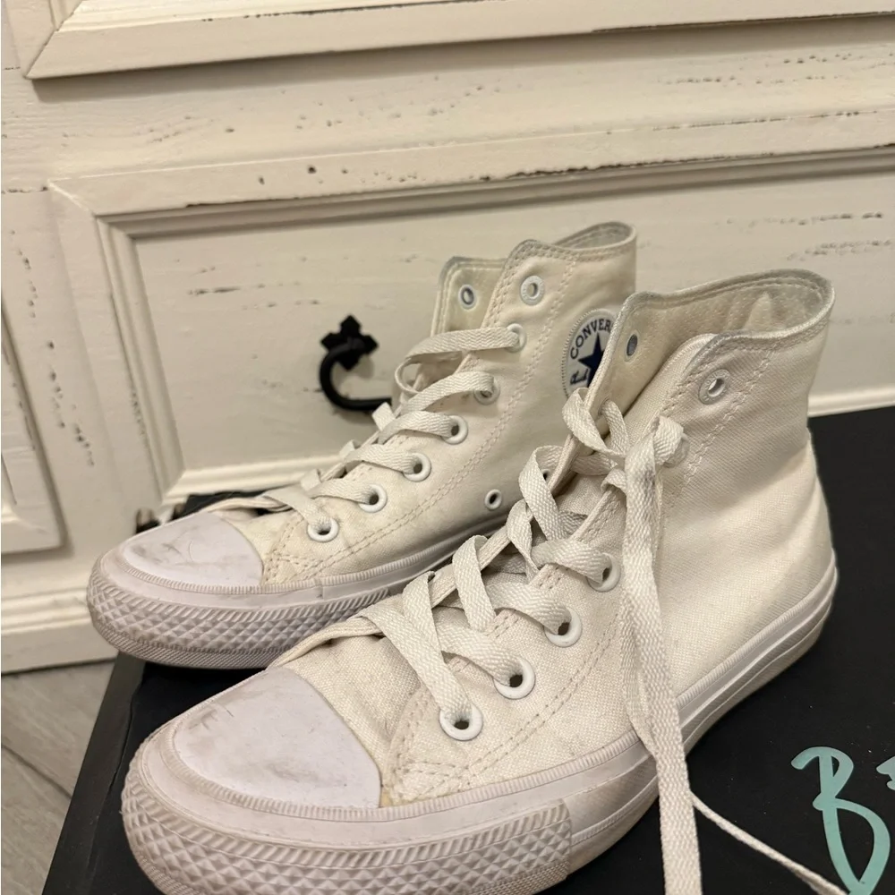 Converse All-White Canvas High-Tops - Picture 1 of 5